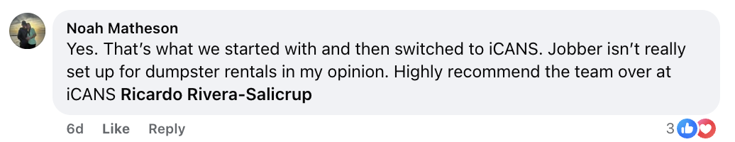 iCans customer review screenshot 41 from Google or Facebook
