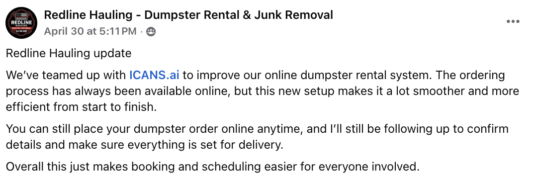 iCans customer review screenshot 42 from Google or Facebook