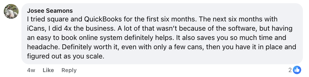iCans customer review screenshot 44 from Google or Facebook