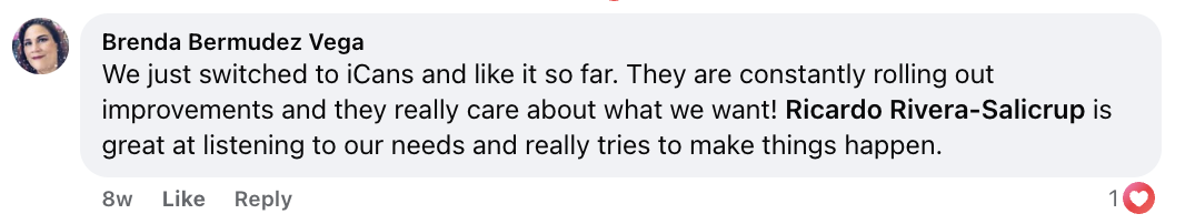 iCans customer review screenshot 3 from Google or Facebook