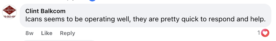 iCans customer review screenshot 4 from Google or Facebook