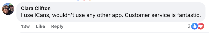 iCans customer review screenshot 11 from Google or Facebook